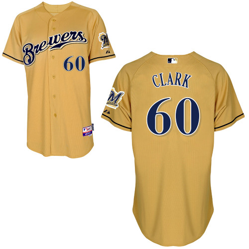 Matt Clark #60 MLB Jersey-Milwaukee Brewers Men's Authentic Gold Baseball Jersey